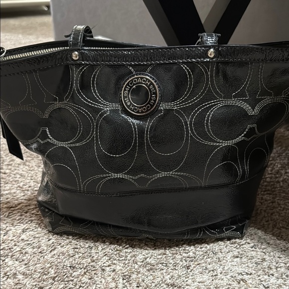 Coach Black Signature Medium Tote Bag - Picture 1 of 14